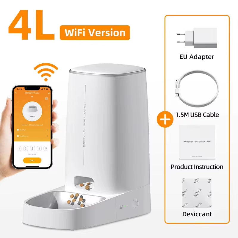 Automatic Cat Feeder Pet Smart Cat Food Kibble Dispenser Remote Control Auto Wifi Double Feeder for Cats Dog Accessories