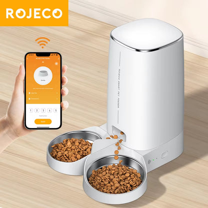 Automatic Cat Feeder Pet Smart Cat Food Kibble Dispenser Remote Control Auto Wifi Double Feeder for Cats Dog Accessories