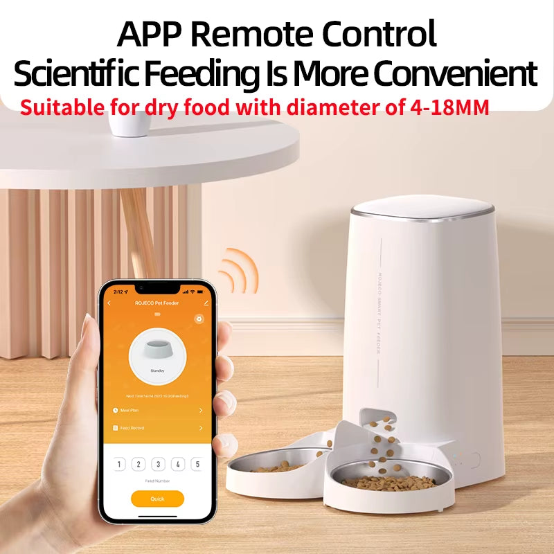 Automatic Cat Feeder Pet Smart Cat Food Kibble Dispenser Remote Control Auto Wifi Double Feeder for Cats Dog Accessories