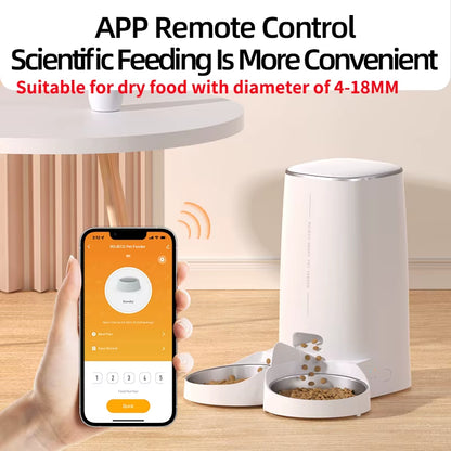 Automatic Cat Feeder Pet Smart Cat Food Kibble Dispenser Remote Control Auto Wifi Double Feeder for Cats Dog Accessories