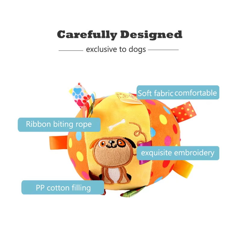 Plush Dog Vocal Toy Ball Funny Interactive Pet Toys with Bells Cleaning Tooth Chew Toy for Small Large Dogs Cats Puppy Plaything